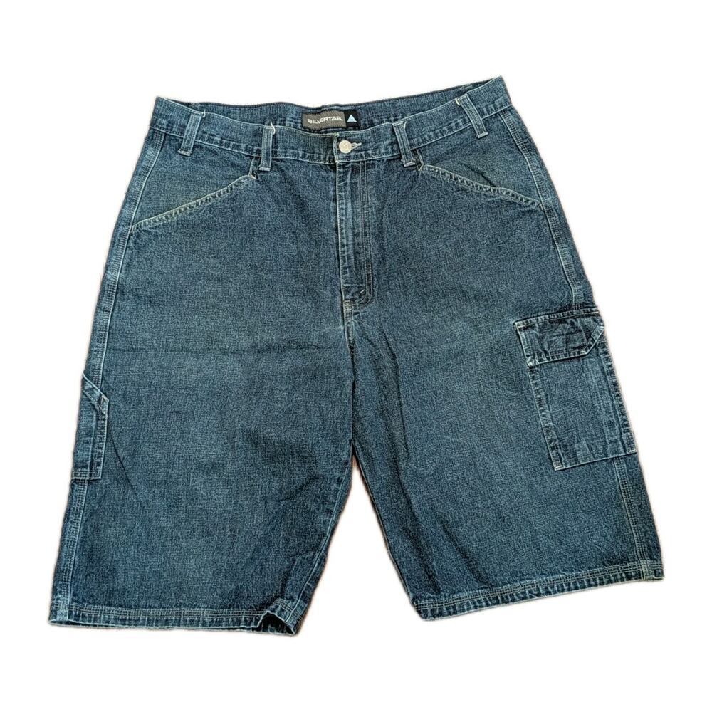 Vtg Levis SILVERTAB Baggy Carpenter Blue Jean Jorts Shorts Mens 36